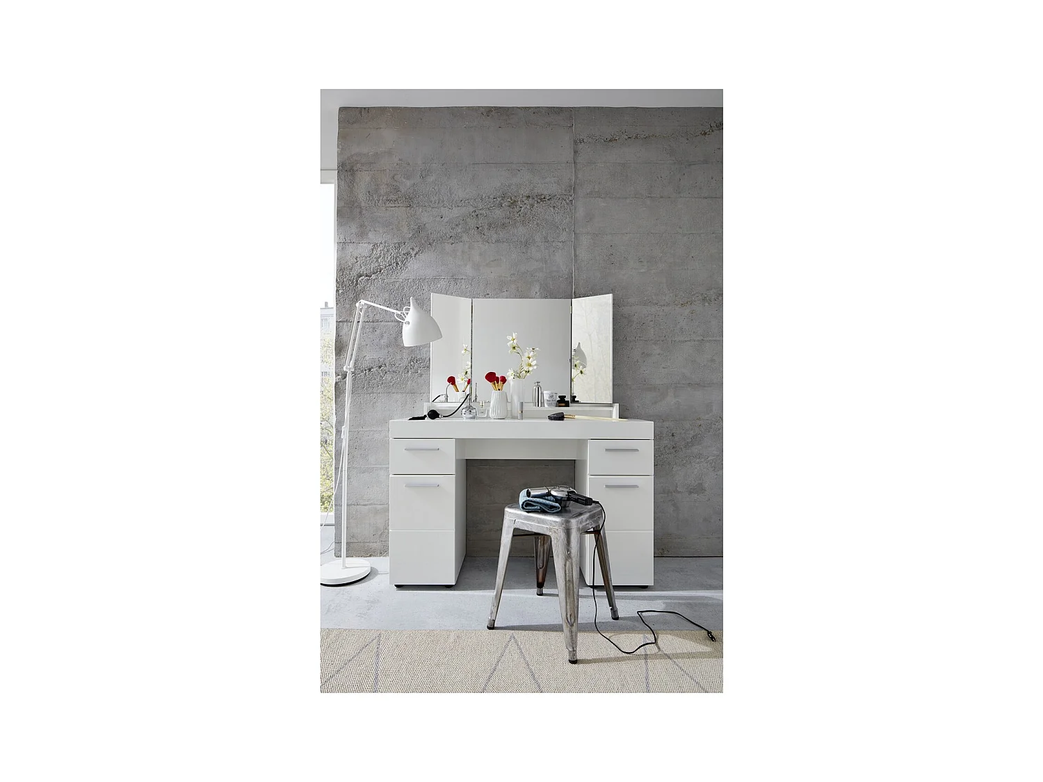 Consolle Trucco Amanda, Bianco, 120x141x41 cm, Epikasa