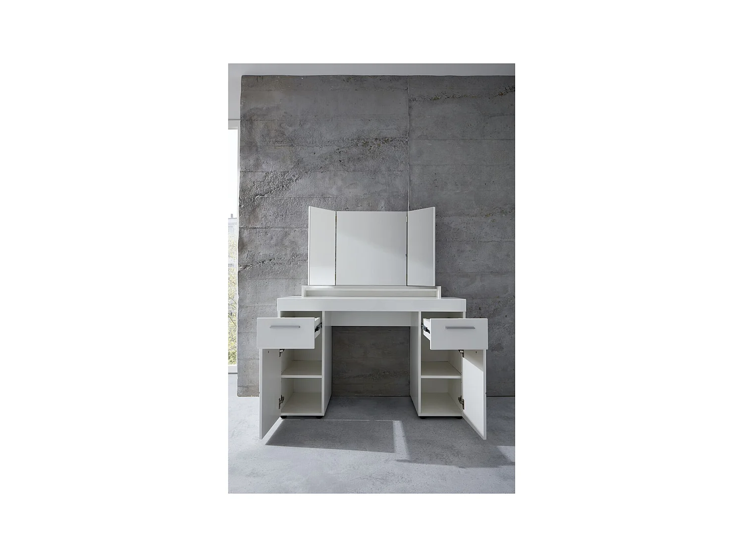 Consolle Trucco Amanda, Bianco, 120x141x41 cm, Epikasa