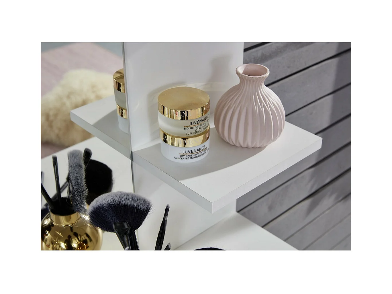 Consolle Trucco Basix, Bianco, 85x141x40 cm, Epikasa