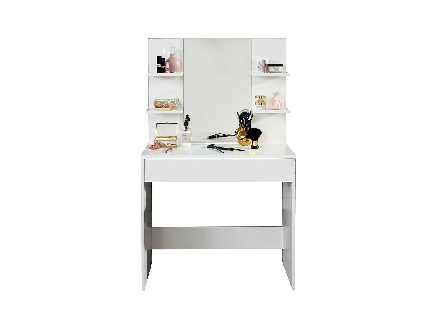 Consolle Trucco Basix, Bianco, 85x141x40 cm, Epikasa