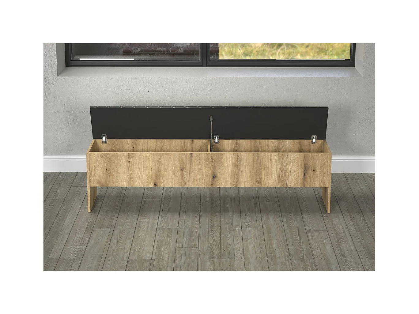 Banc avec Rangement Esteban, Marron, 185x54x30 cm, Seven Design