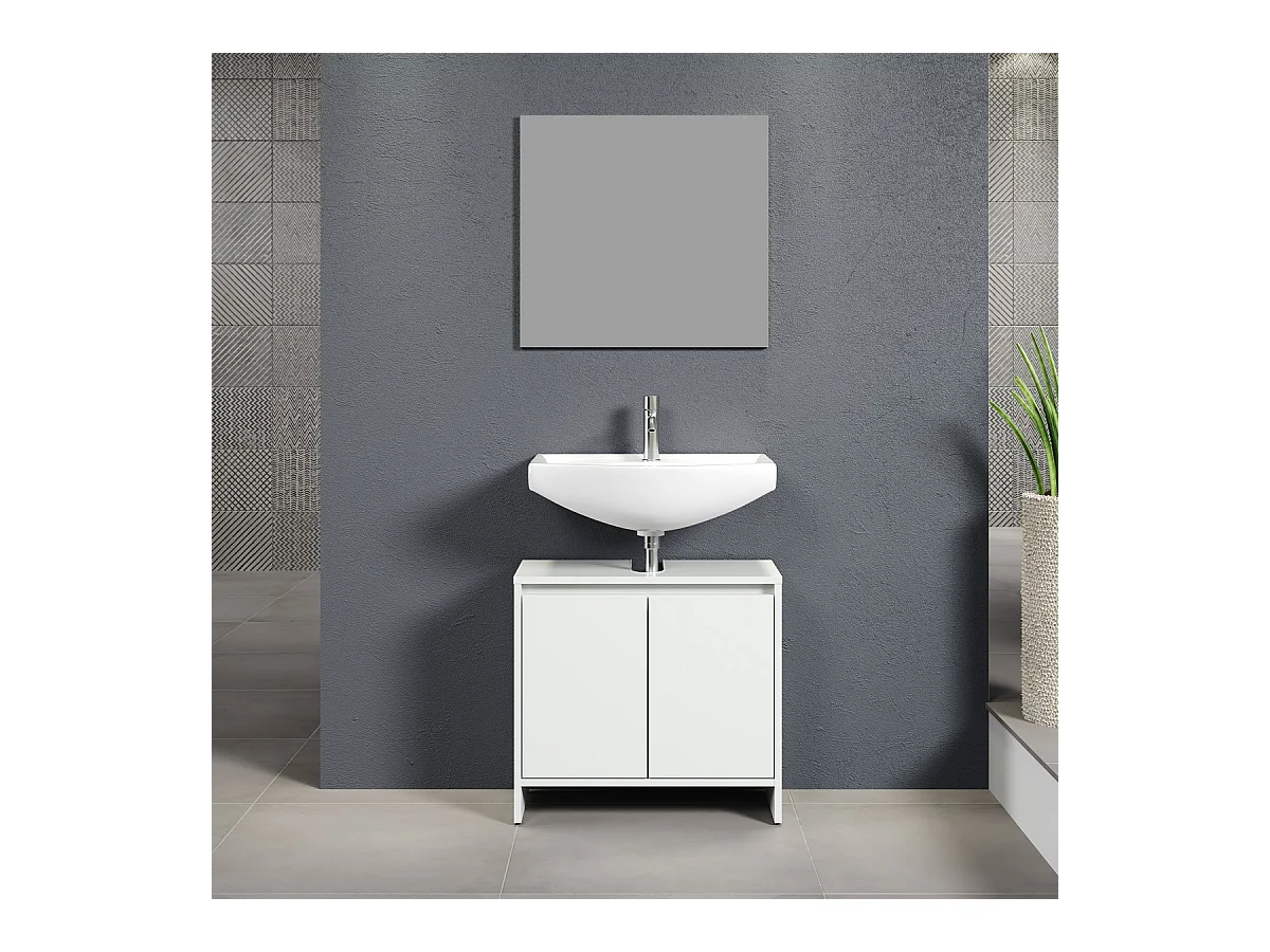 Ensemble de Meubles de Salle de Bain Basix, Blanc, 60x28x164 cm, Seven Design
