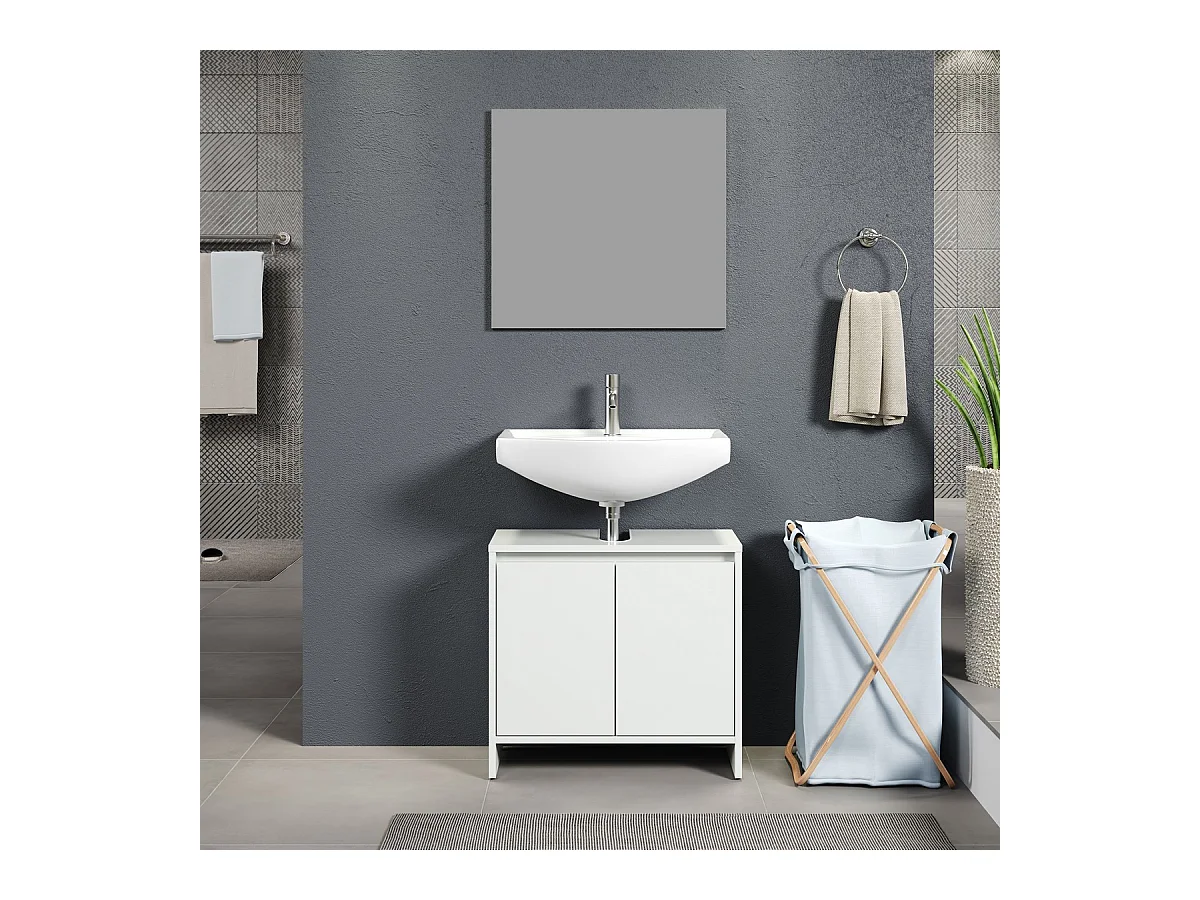 Ensemble de Meubles de Salle de Bain Basix, Blanc, 60x28x164 cm, Seven Design