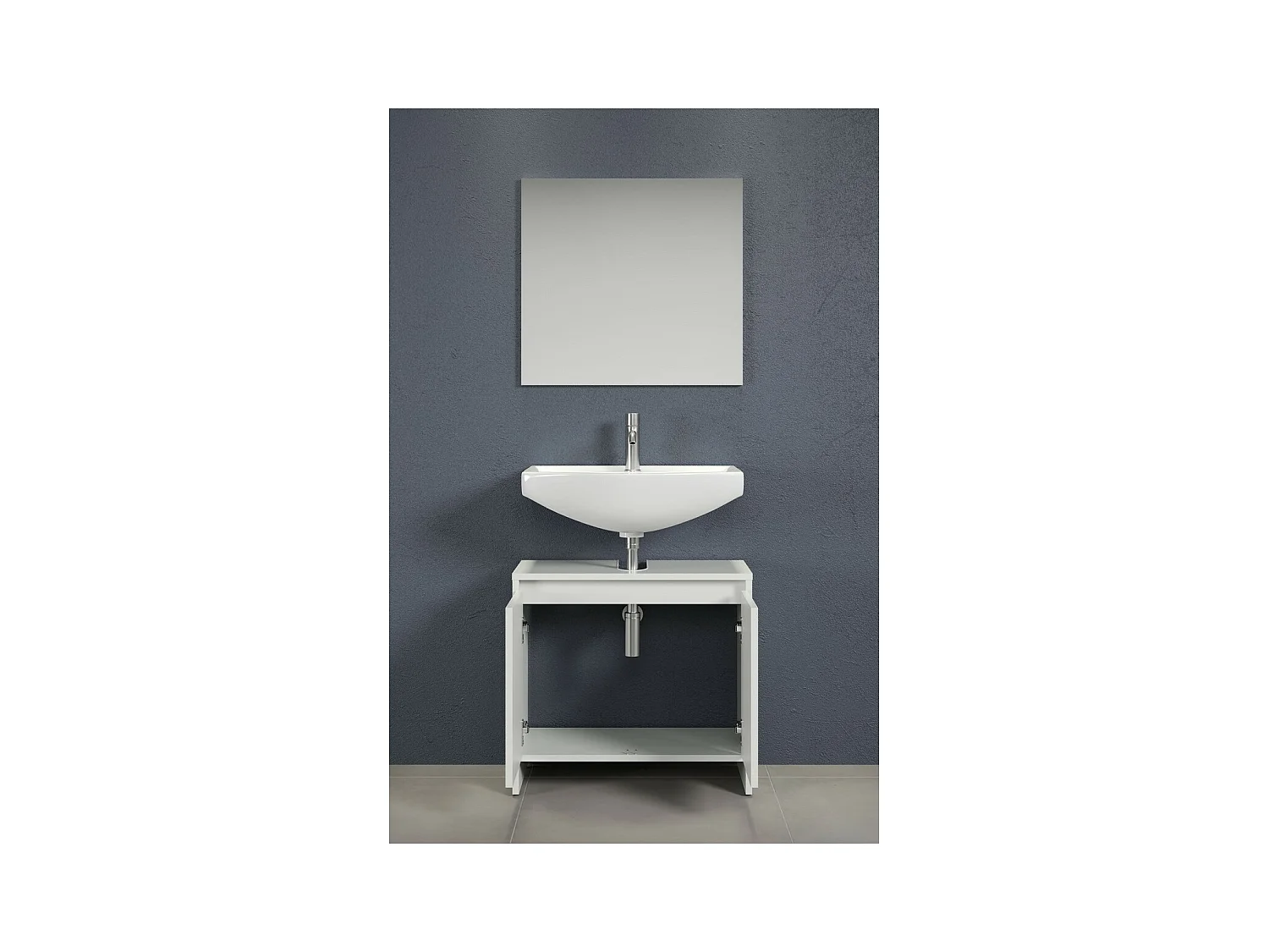 Ensemble de Meubles de Salle de Bain Basix, Blanc, 60x28x164 cm, Seven Design