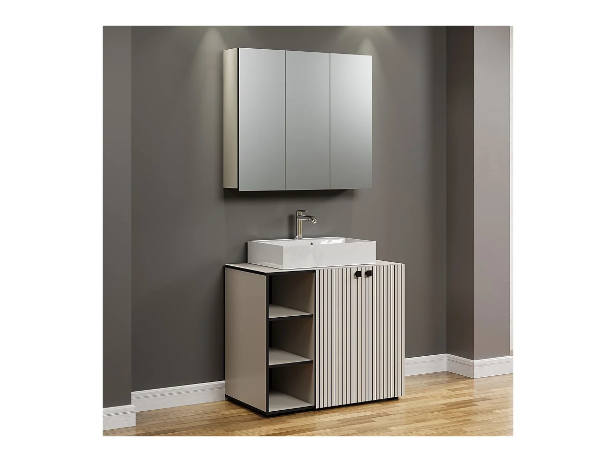 Ensemble de Meubles de Salle de Bain Pure, Gris, 90x53x186 cm, Seven Design