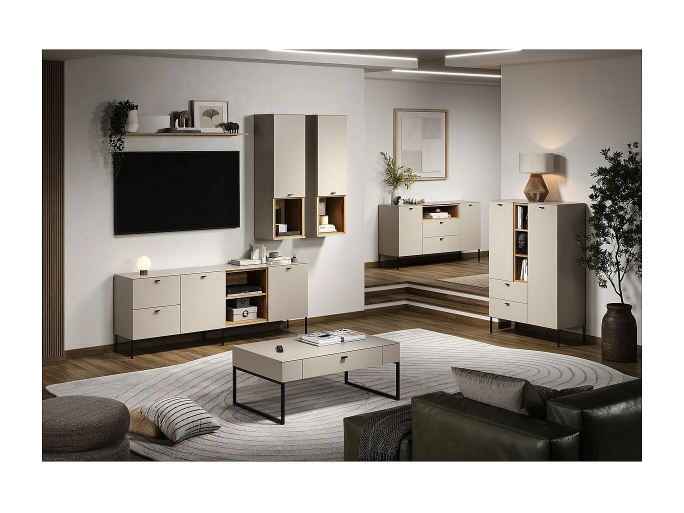 Aparador Sao Paulo, Beige, 154x85x42 cm, Seven Design