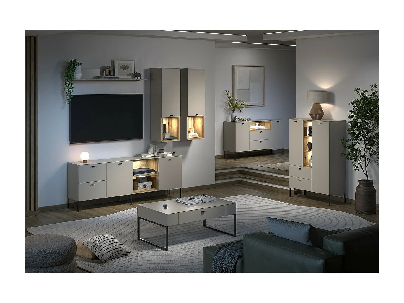 Aparador Sao Paulo, Beige, 154x85x42 cm, Seven Design