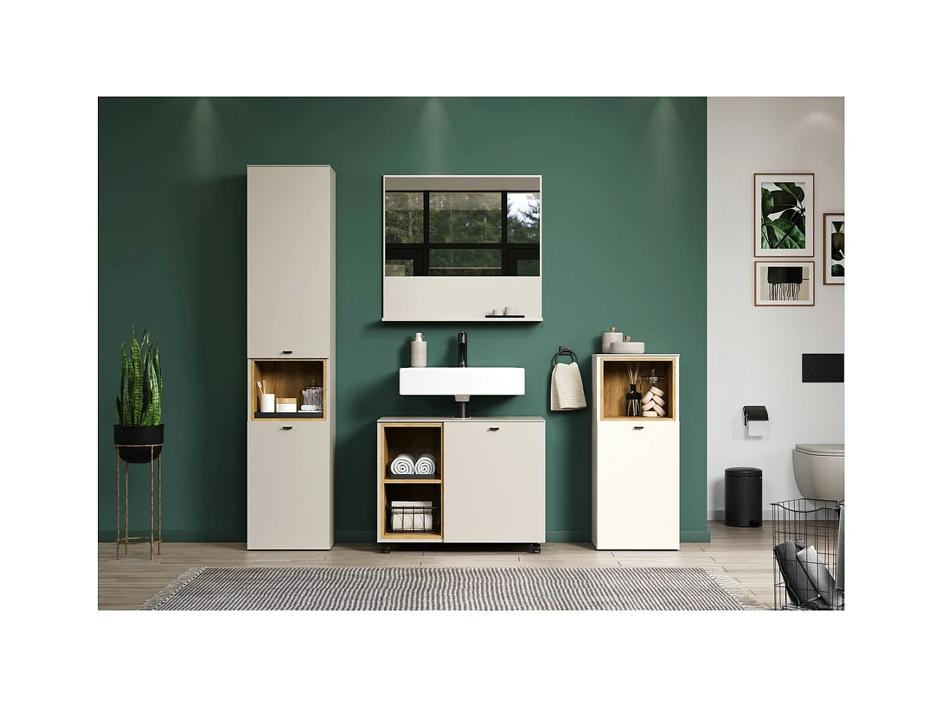 Armoire à Usages Multiples Sao Paulo, Beige, 40x95x31 cm, Seven Design