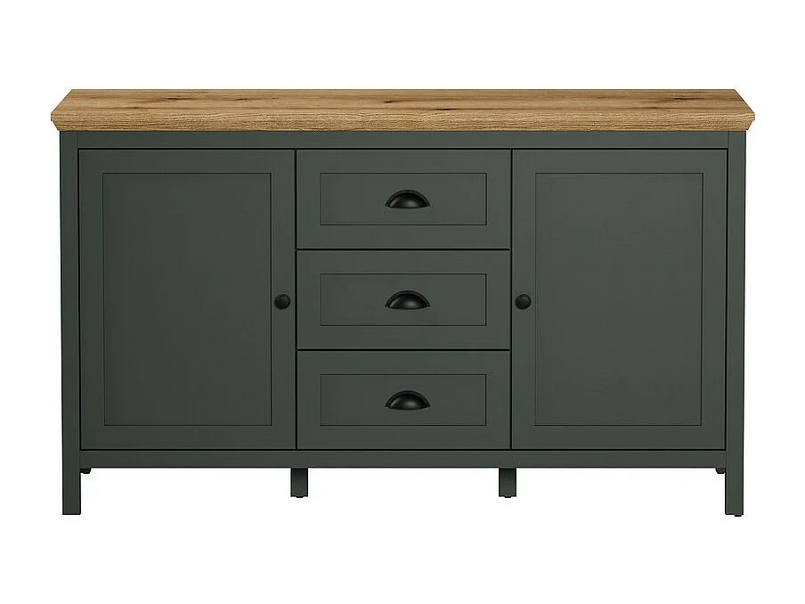 Buffet de Salon Stanton, Vert, 146x86x45 cm, Seven Design