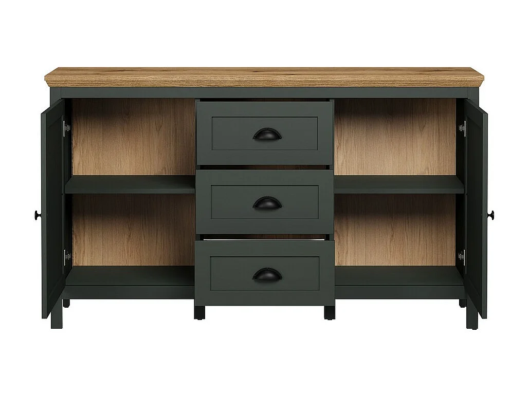 Buffet de Salon Stanton, Vert, 146x86x45 cm, Seven Design
