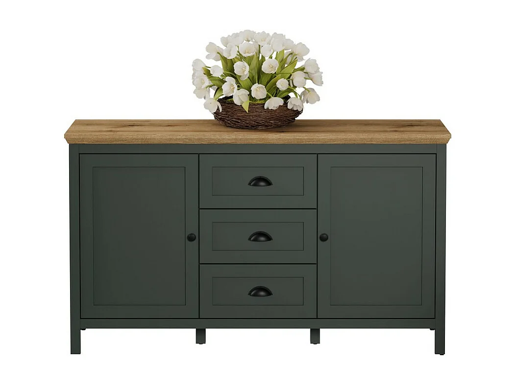 Buffet de Salon Stanton, Vert, 146x86x45 cm, Seven Design
