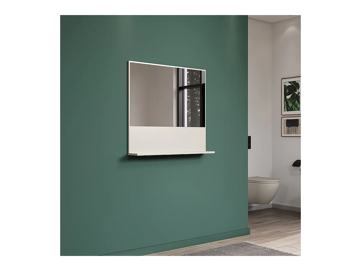Specchio con Mensola Sao Paulo, Beige, 80x74x14 cm, Epikasa