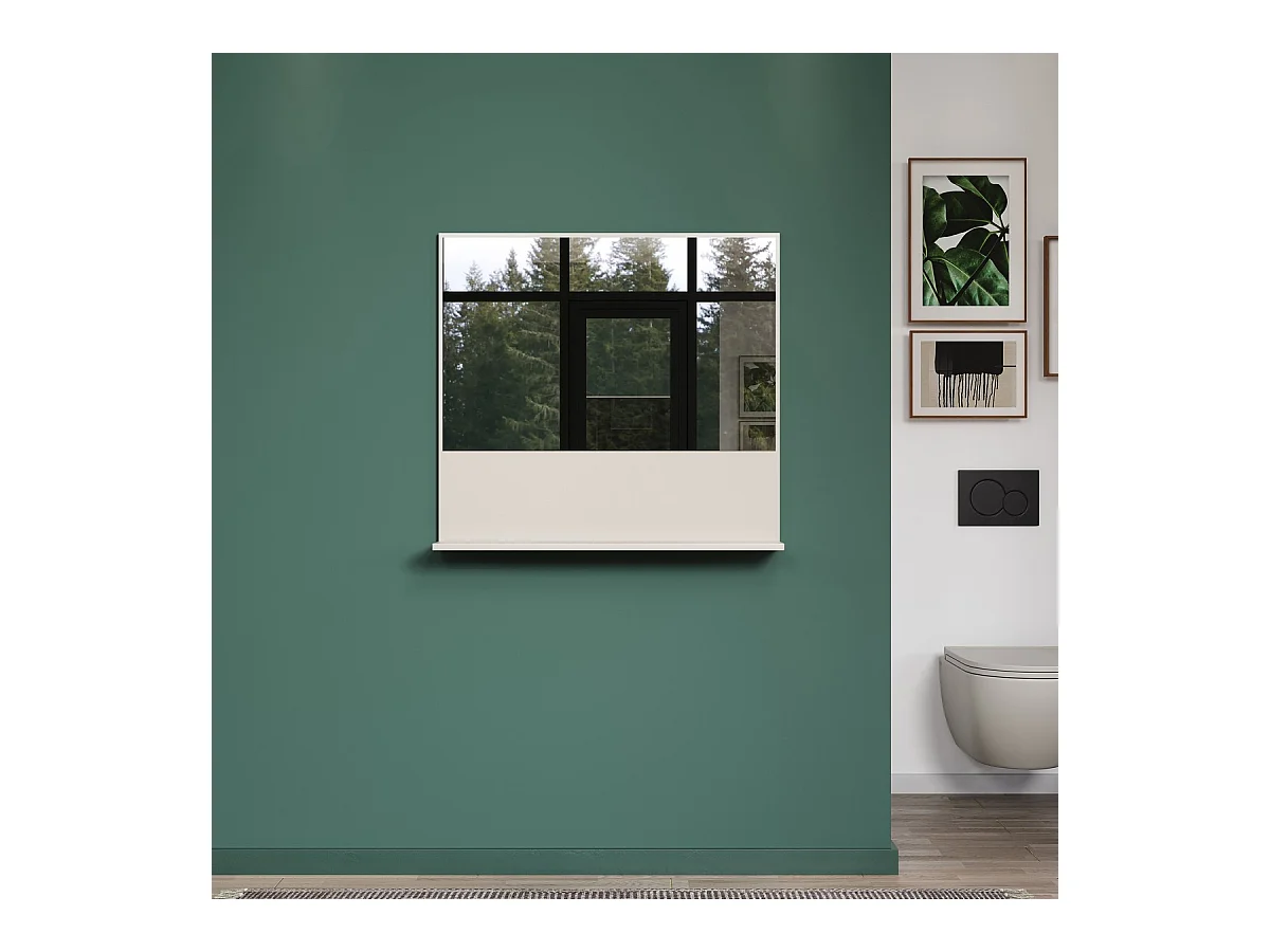 Specchio con Mensola Sao Paulo, Beige, 80x74x14 cm, Epikasa