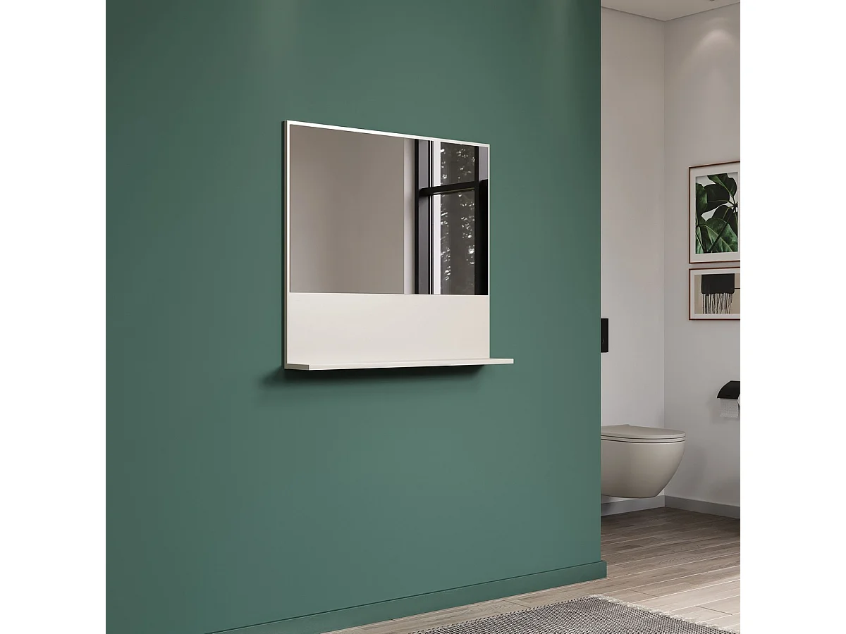Miroir de Salle de Bain avec Étagère Sao Paulo, Beige, 80x14x74 cm, Seven Design