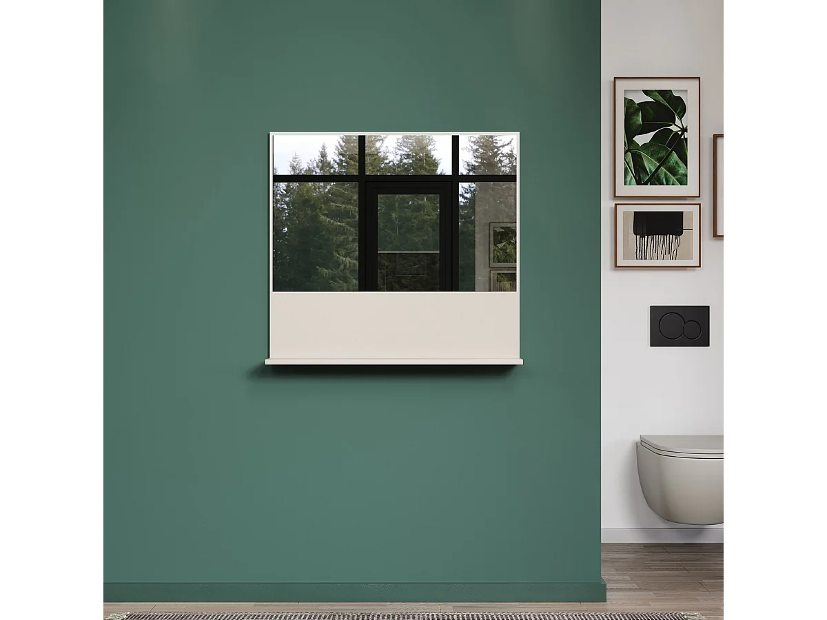Miroir de Salle de Bain avec Étagère Sao Paulo, Beige, 80x14x74 cm, Seven Design