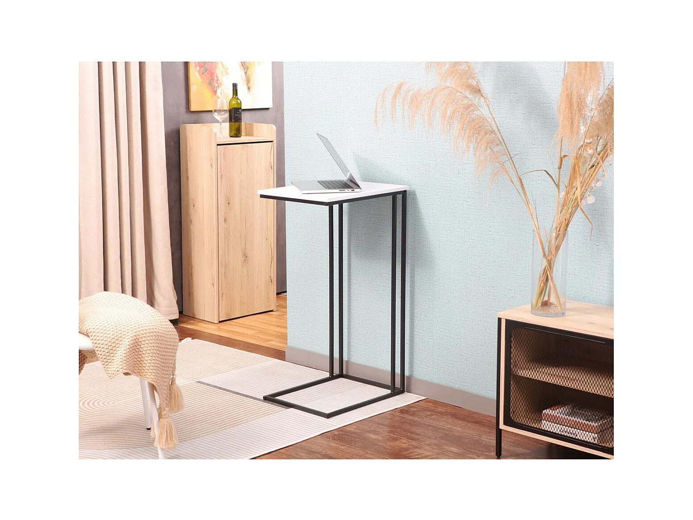 Table d'Appoint Strike, Noir, 50x40x91 cm, Seven Design