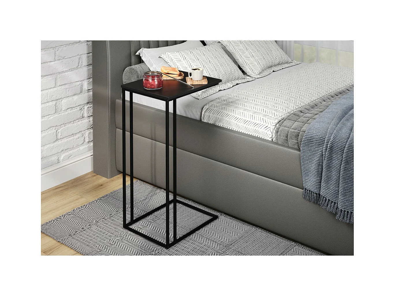 Table d'Appoint Strike, Noir, 50x40x91 cm, Seven Design