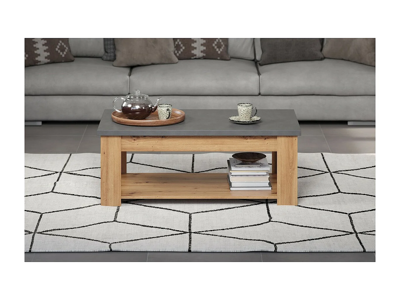 Table Basse Follow, Anthracite, 120x46x67 cm, Epikasa