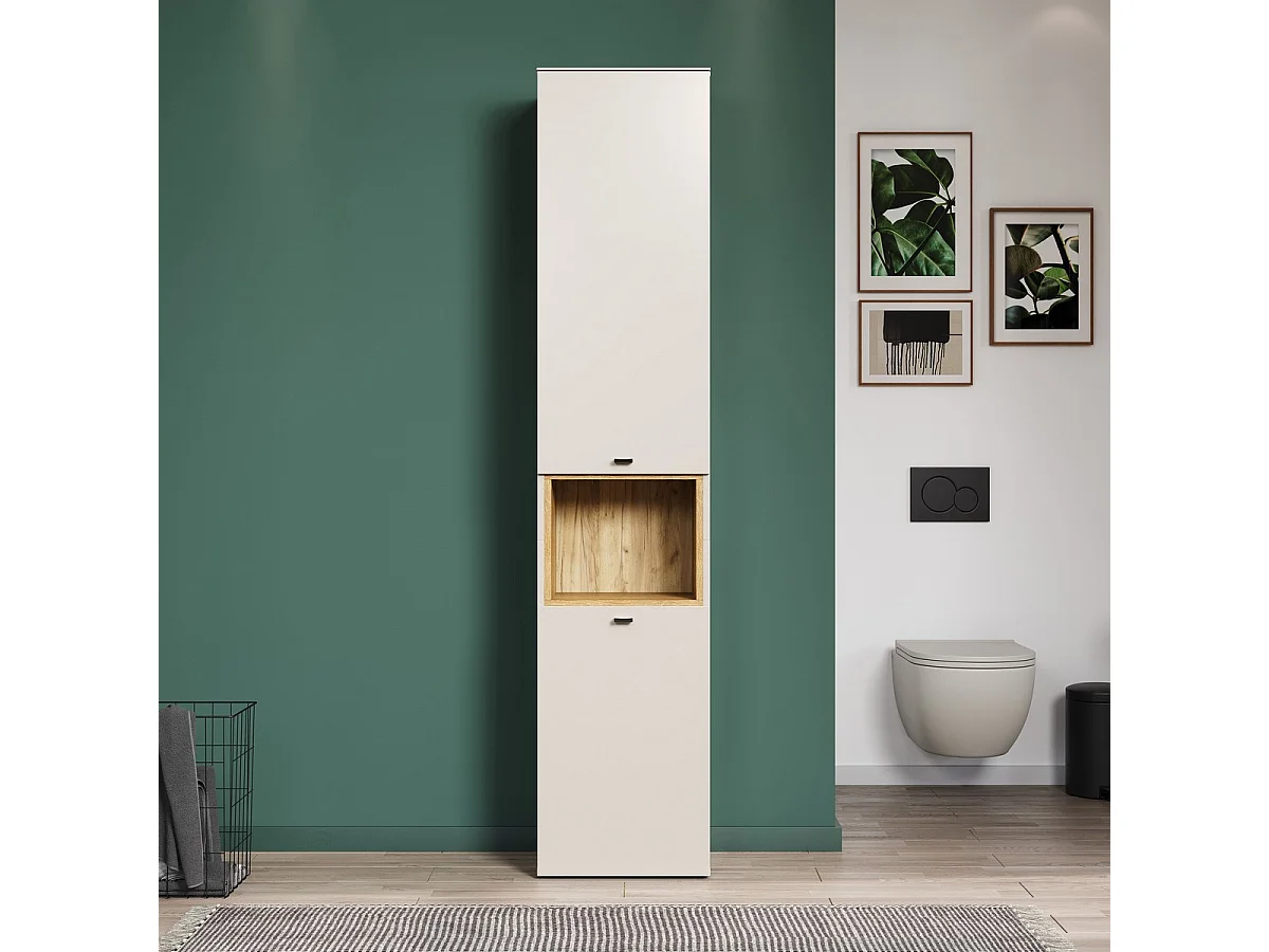 Meuble à Colonne Sao Paulo, Beige, 40x186x31 cm, Seven Design
