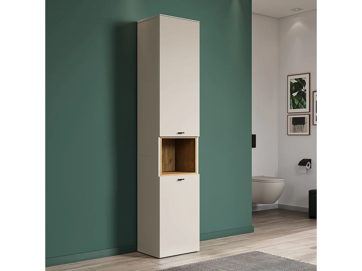 Meuble à Colonne Sao Paulo, Beige, 40x186x31 cm, Seven Design