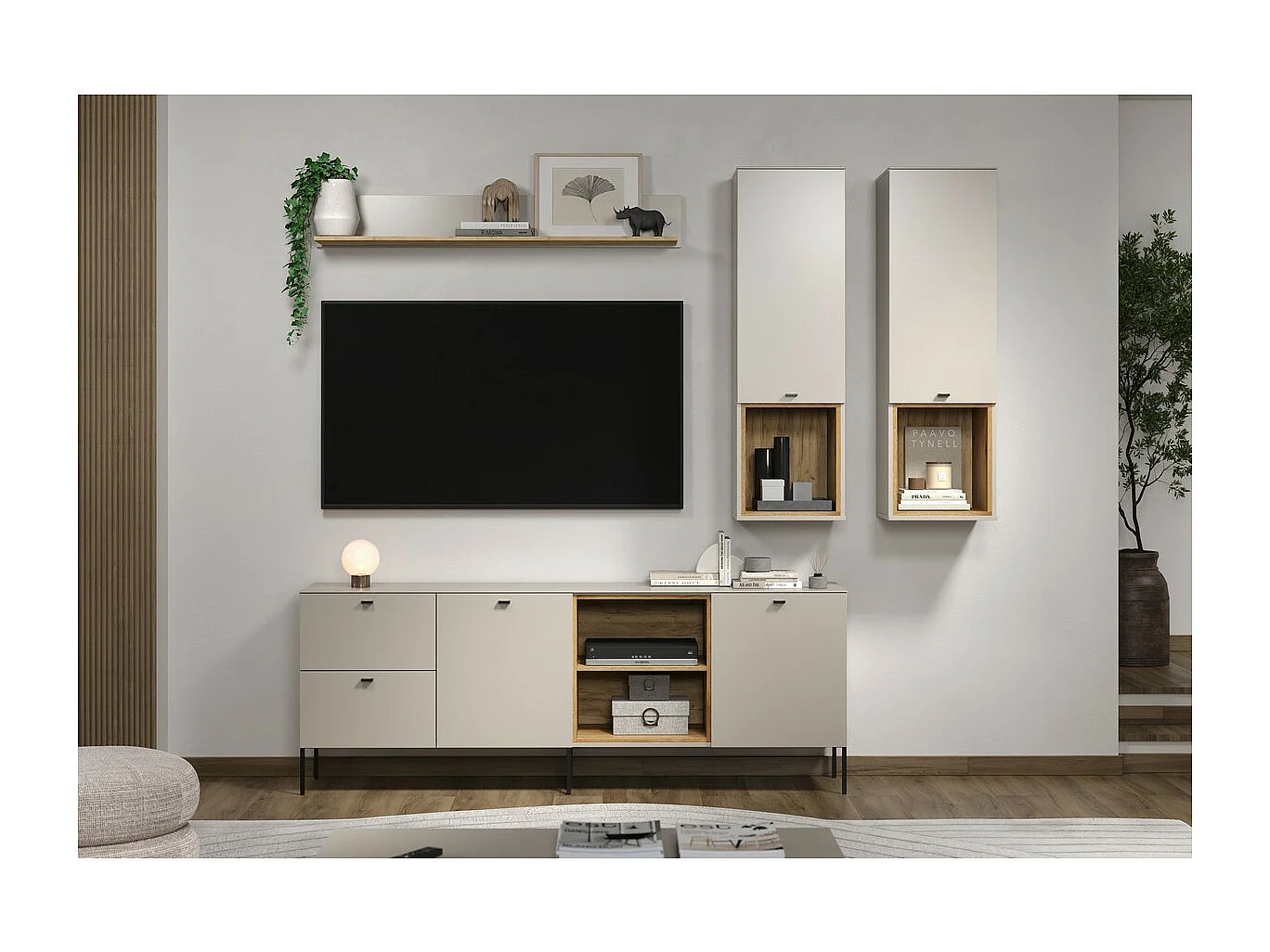 Étagère Sao Paulo, Beige, 140x20x22 cm, Seven Design