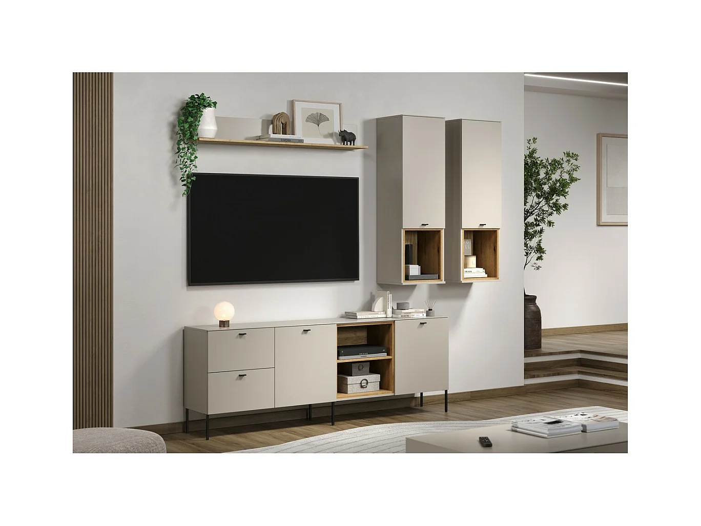 Pensile Sao Paulo, Beige, 40x130x37 cm, Epikasa