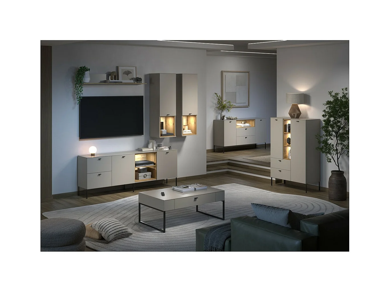 Pensile Sao Paulo, Beige, 40x130x37 cm, Epikasa