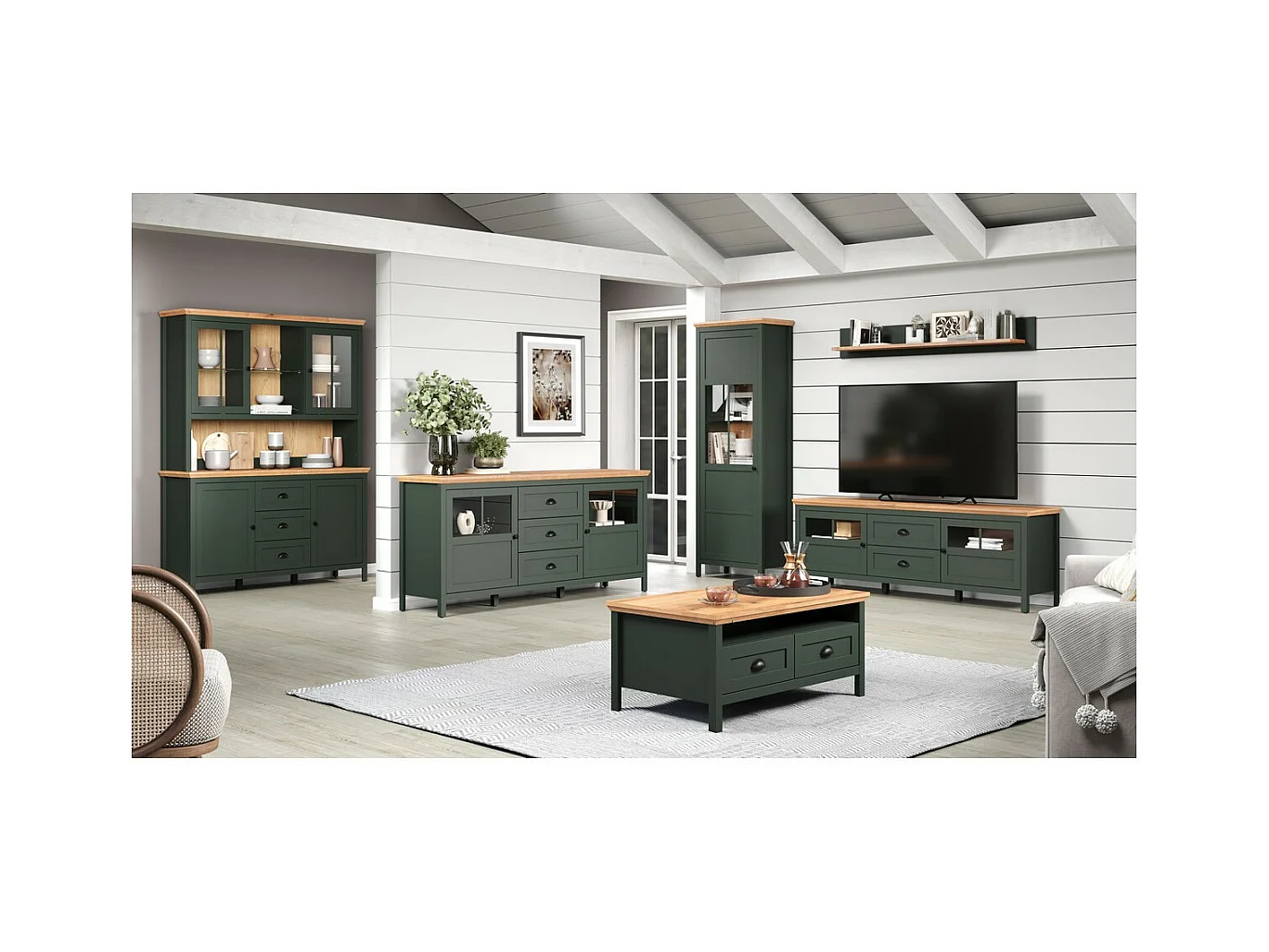 Étagère Stanton, Vert, 156x22x22 cm, Seven Design