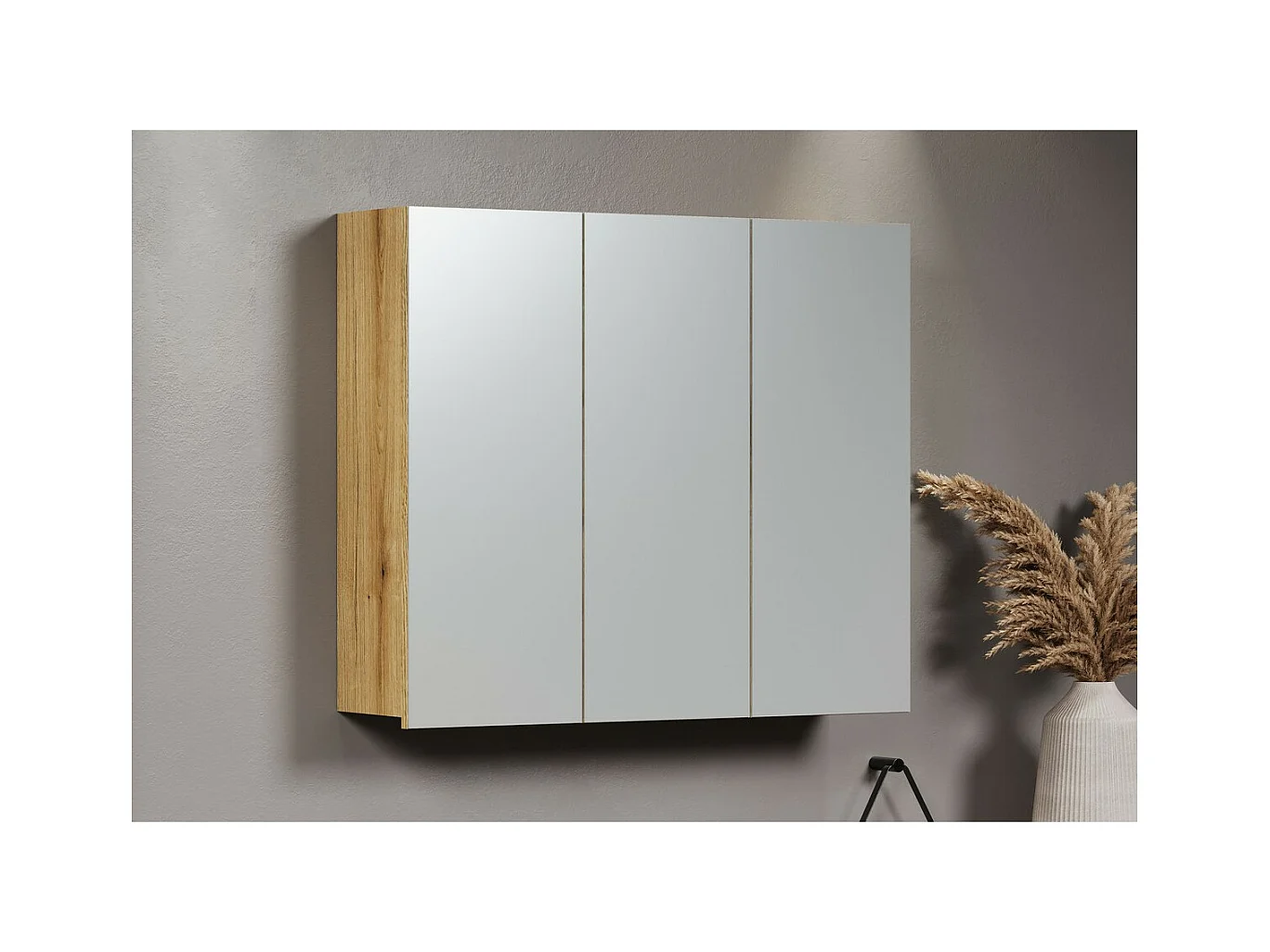 Armoire Murale de Salle de Bain avec Miroir Pure, Marron, 80x17x67 cm, Seven Design