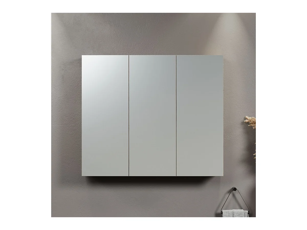 Armoire Murale de Salle de Bain avec Miroir Pure, Marron, 80x17x67 cm, Seven Design