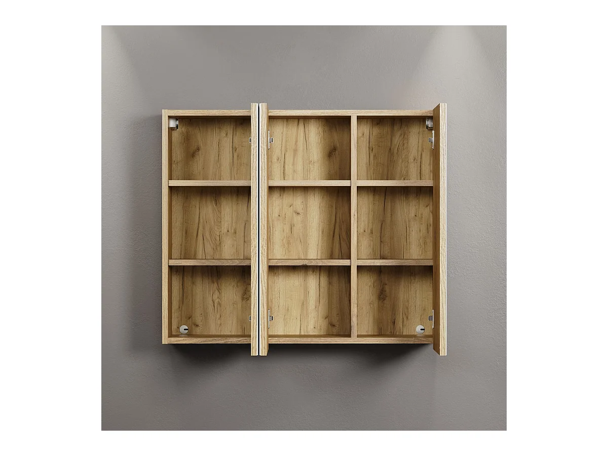 Armoire Murale de Salle de Bain avec Miroir Pure, Marron, 80x17x67 cm, Seven Design