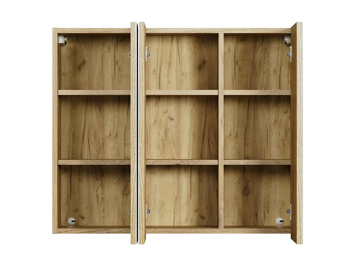 Armoire Murale de Salle de Bain avec Miroir Pure, Marron, 80x17x67 cm, Seven Design