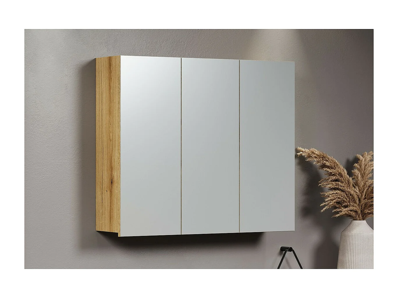 Armoire Murale de Salle de Bain avec Miroir Pure, Marron, 80x17x67 cm, Seven Design