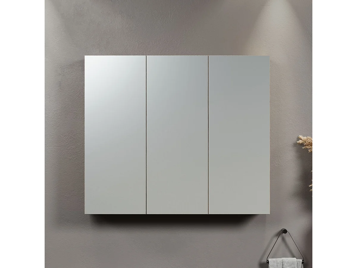 Armoire Murale de Salle de Bain avec Miroir Pure, Marron, 80x17x67 cm, Seven Design