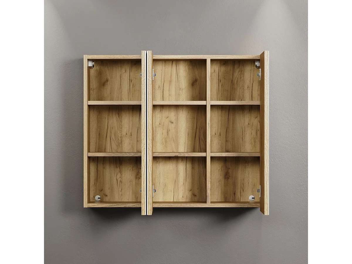 Armoire Murale de Salle de Bain avec Miroir Pure, Marron, 80x17x67 cm, Seven Design