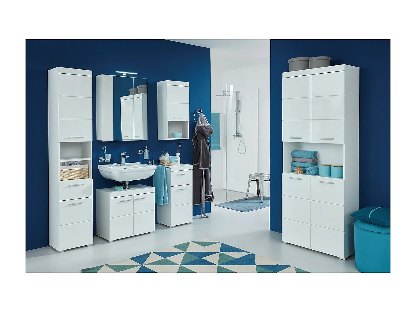 Armoire Murale de Salle de Bain Amanda, Blanc, 36x23x79 cm, Seven Design