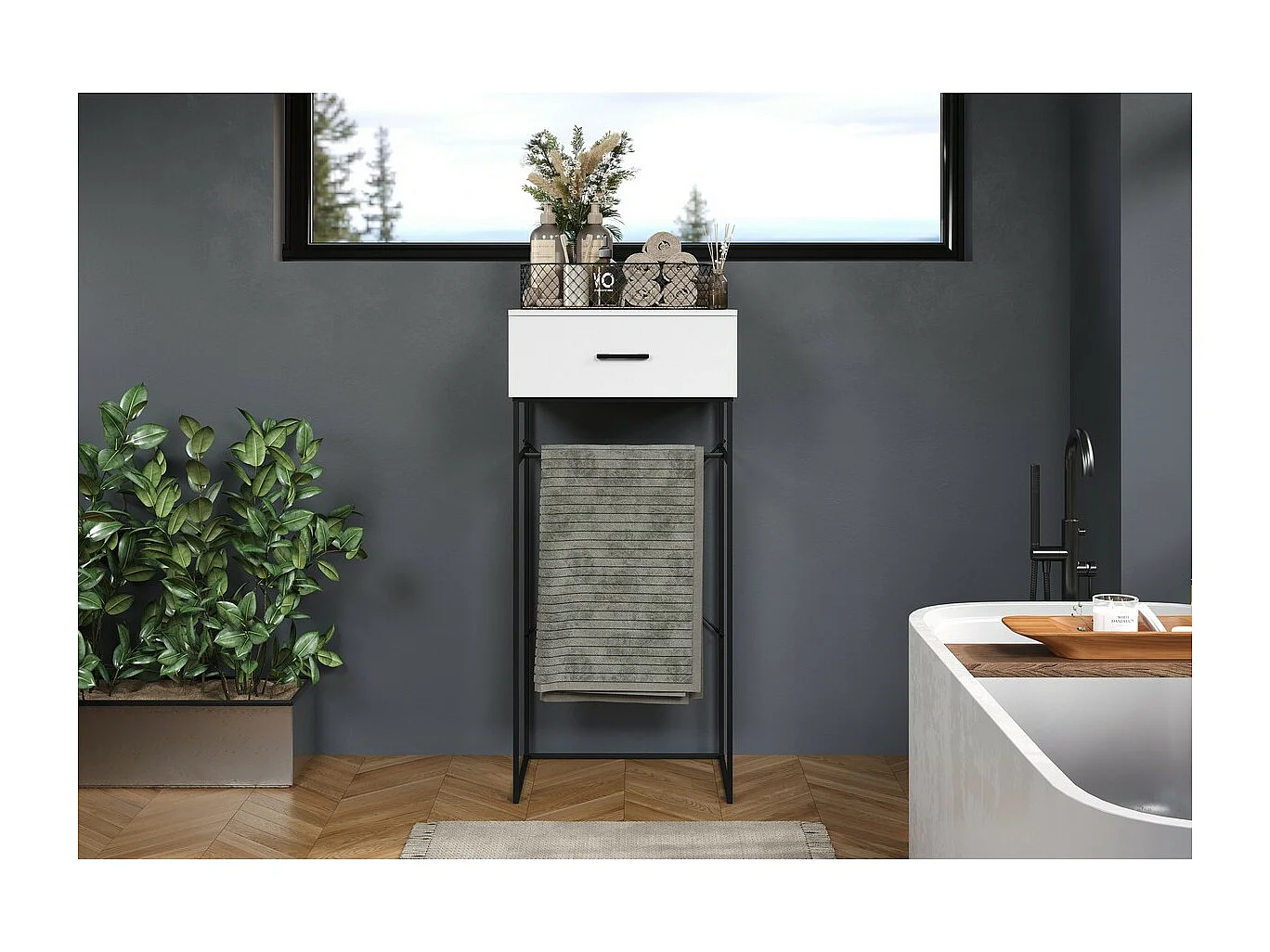 Table Console Strike, Blanc, 132x60x48 cm, Seven Design