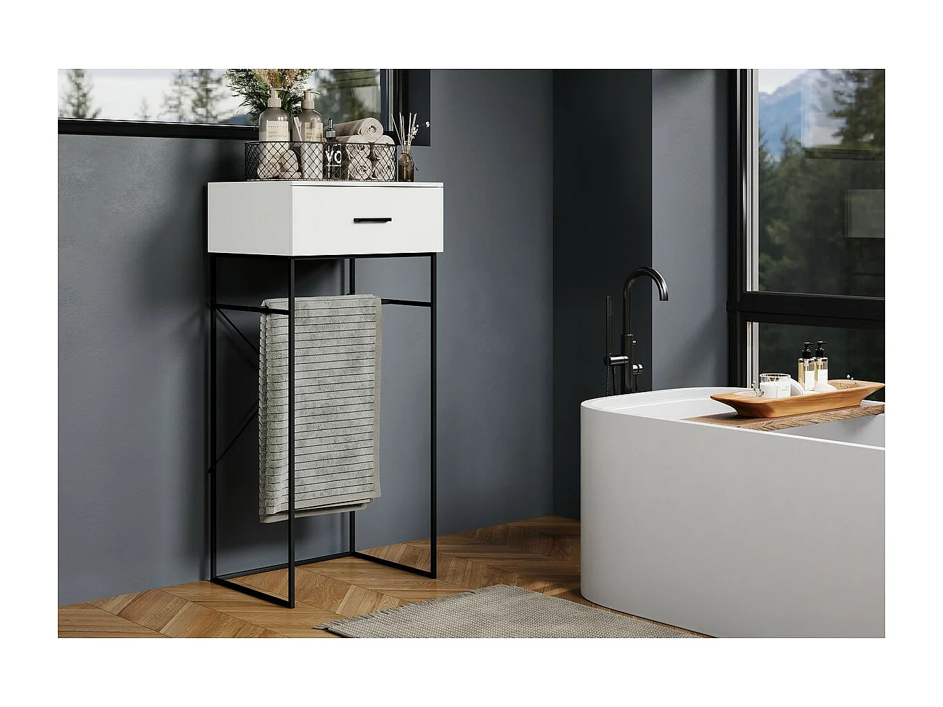 Table Console Strike, Blanc, 132x60x48 cm, Seven Design