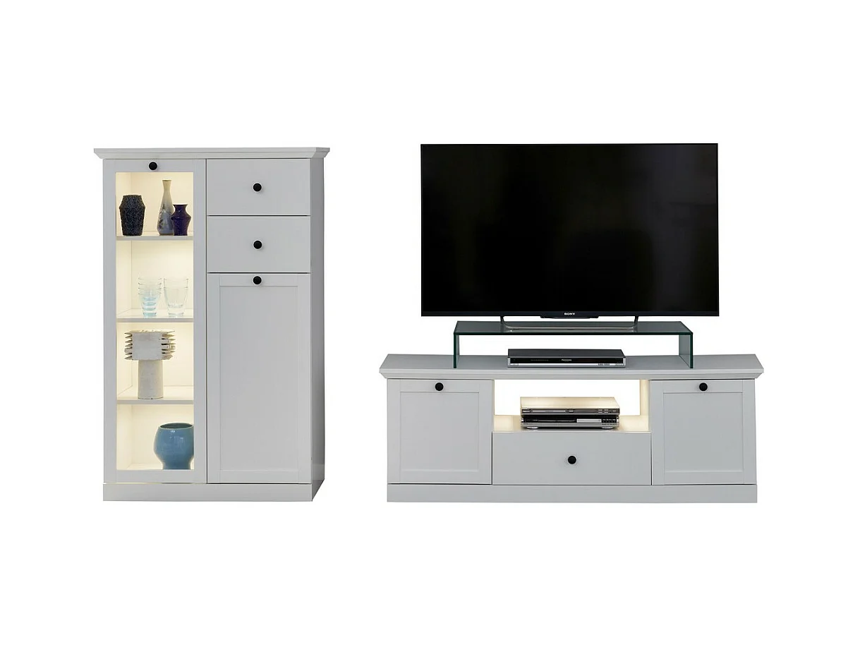 Mobile Porta TV Brandson, Bianco, 235x129x41 cm, Epikasa