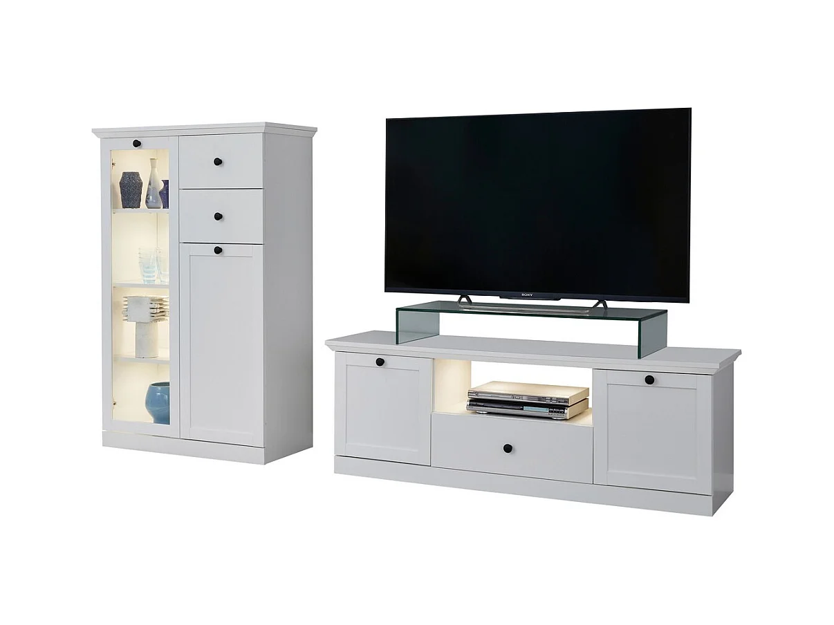 Mobile Porta TV Brandson, Bianco, 235x129x41 cm, Epikasa