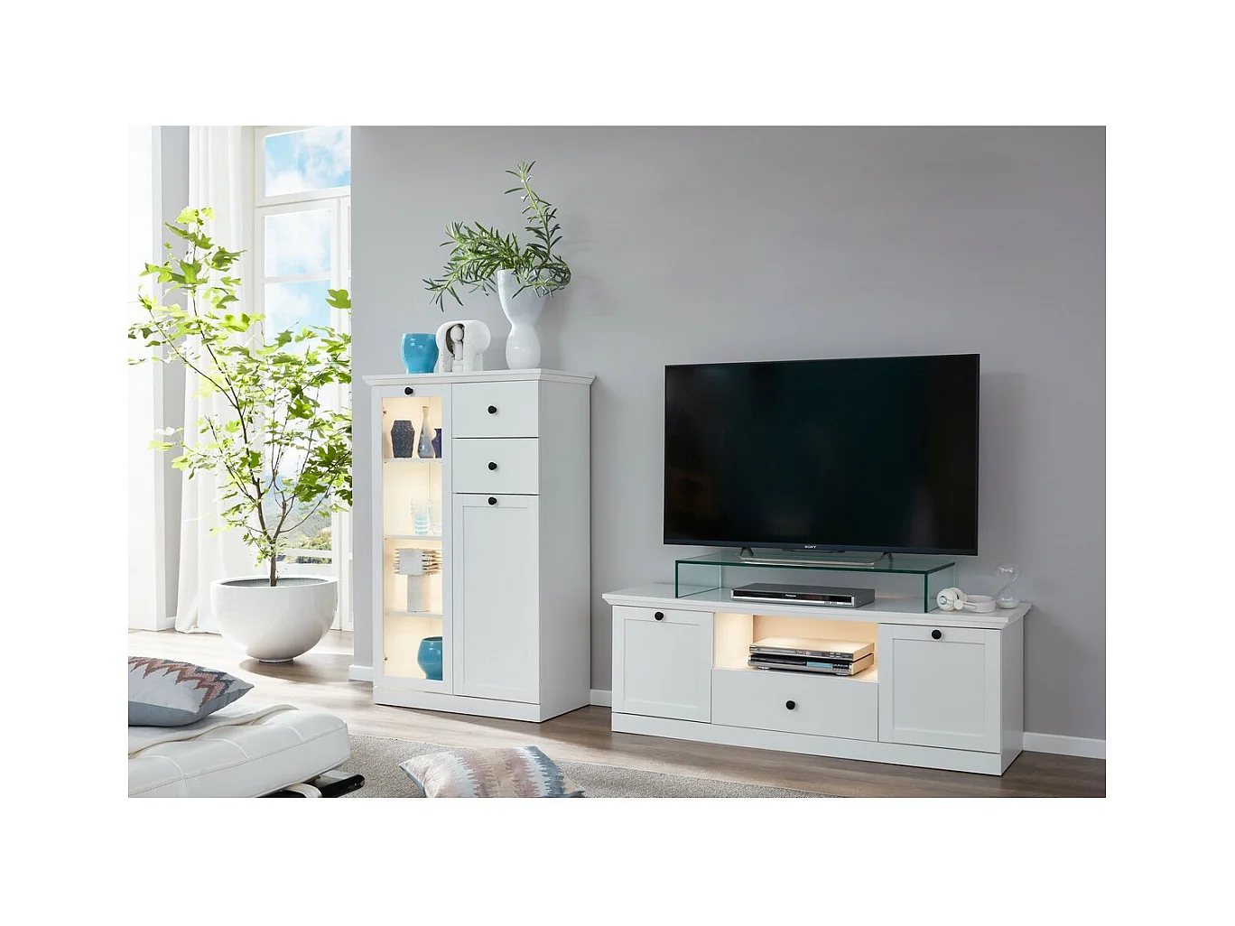 Mobile Porta TV Brandson, Bianco, 235x129x41 cm, Epikasa