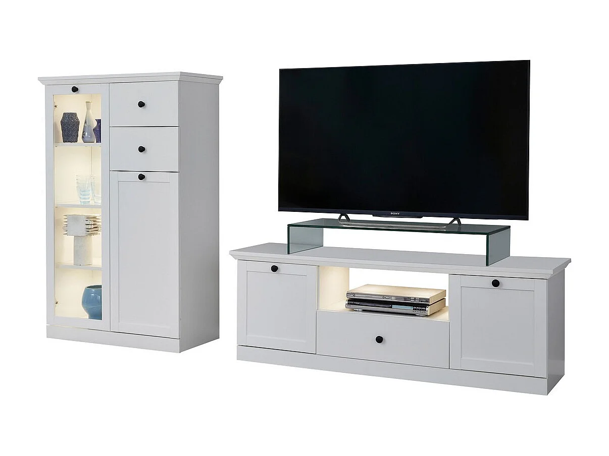 Meuble TV Brandson, Blanc, 235x129x41 cm, Seven Design