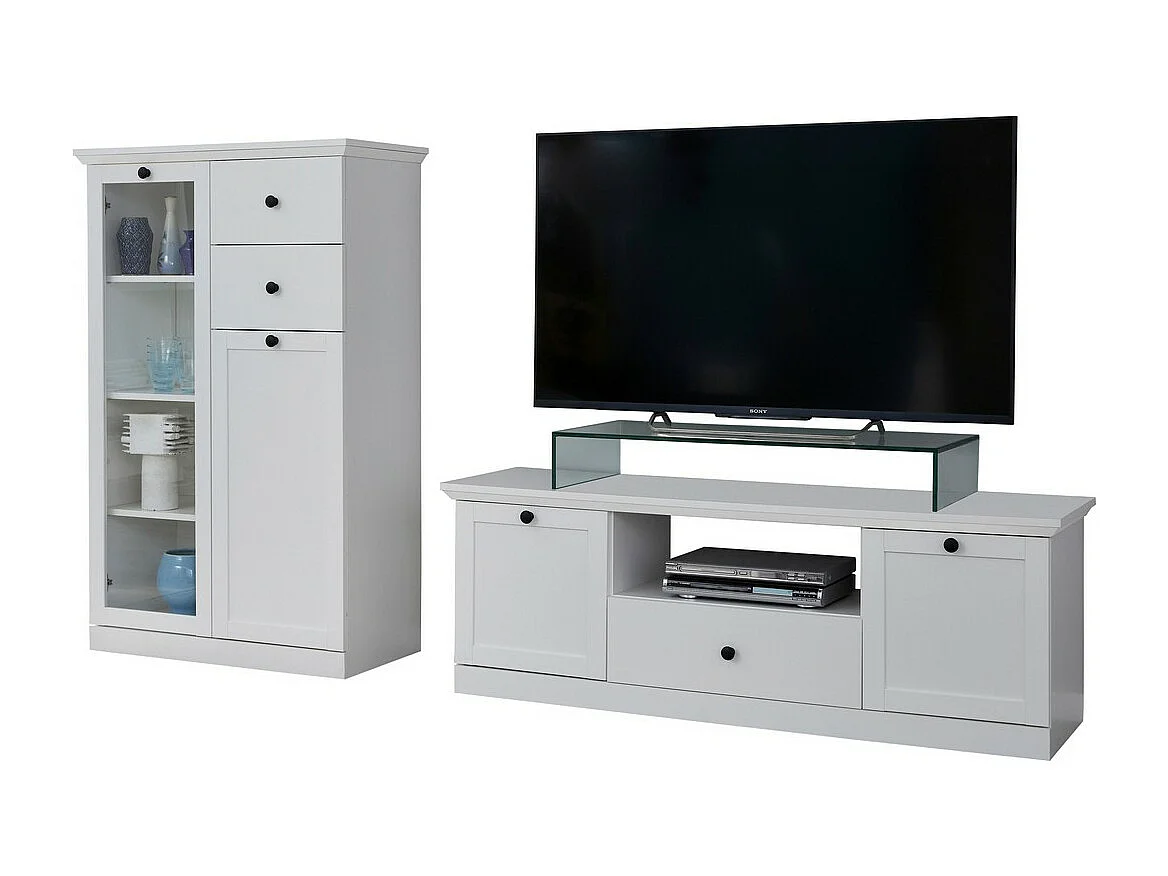 Meuble TV Brandson, Blanc, 235x129x41 cm, Seven Design