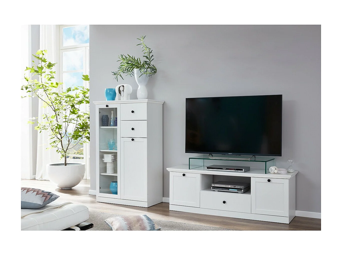 Meuble TV Brandson, Blanc, 235x129x41 cm, Seven Design