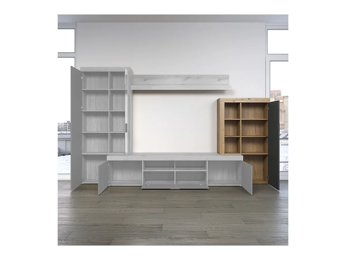 Mobile Porta TV Tyler, Antracite, 87x151x34 cm, Epikasa