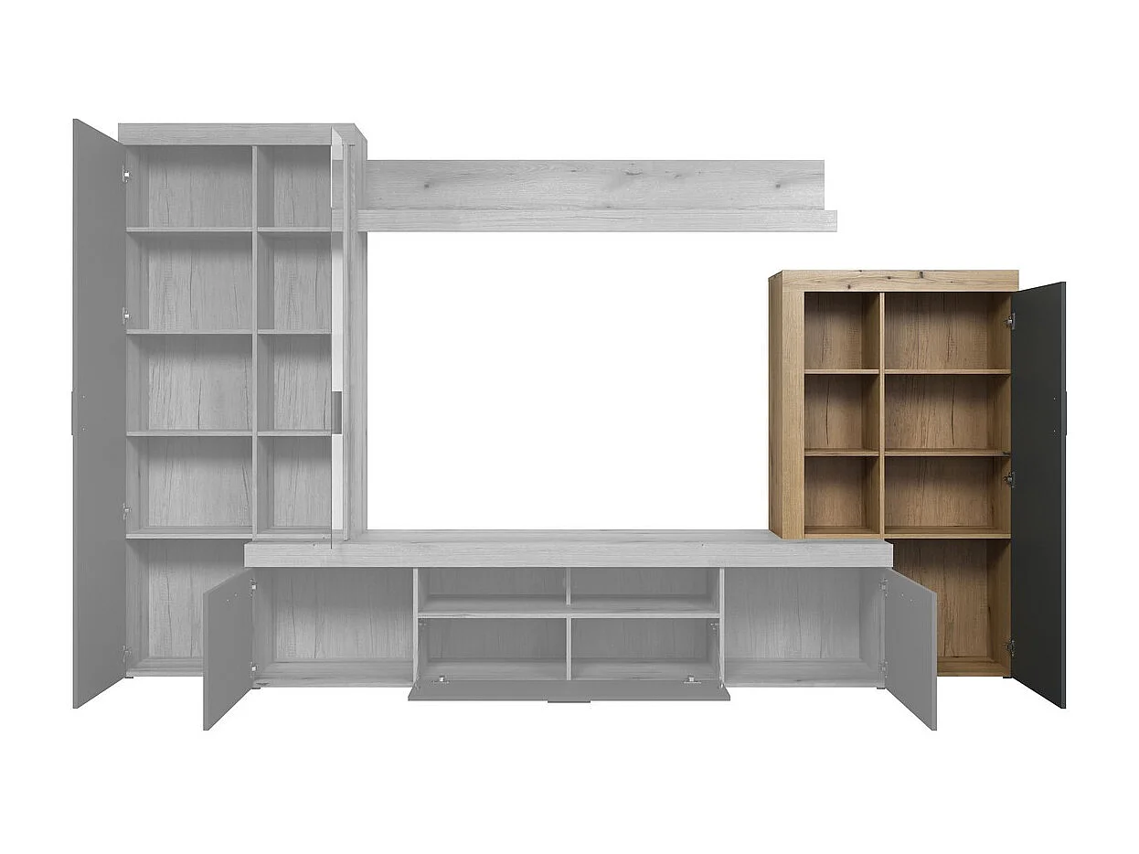 Meuble TV Tyler, Anthracite, 87x151x34 cm, Seven Design