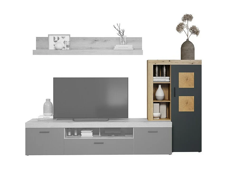 Meuble TV Tyler, Anthracite, 87x151x34 cm, Seven Design