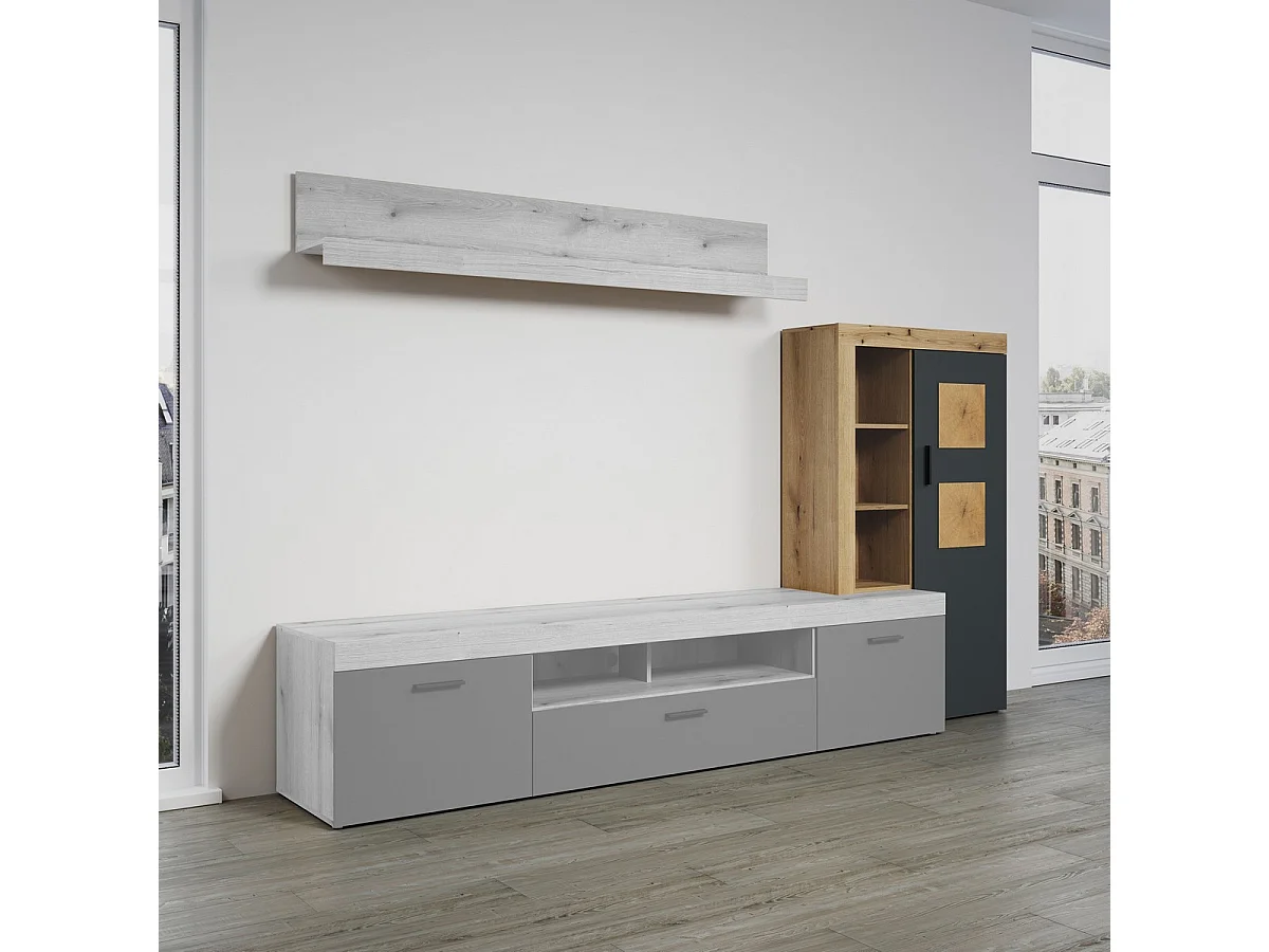 Meuble TV Tyler, Anthracite, 87x151x34 cm, Seven Design