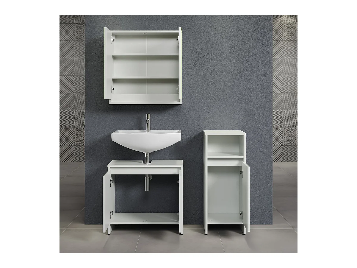Meuble de Salle de Bain Basix, Blanc, 32x28x81 cm, Seven Design