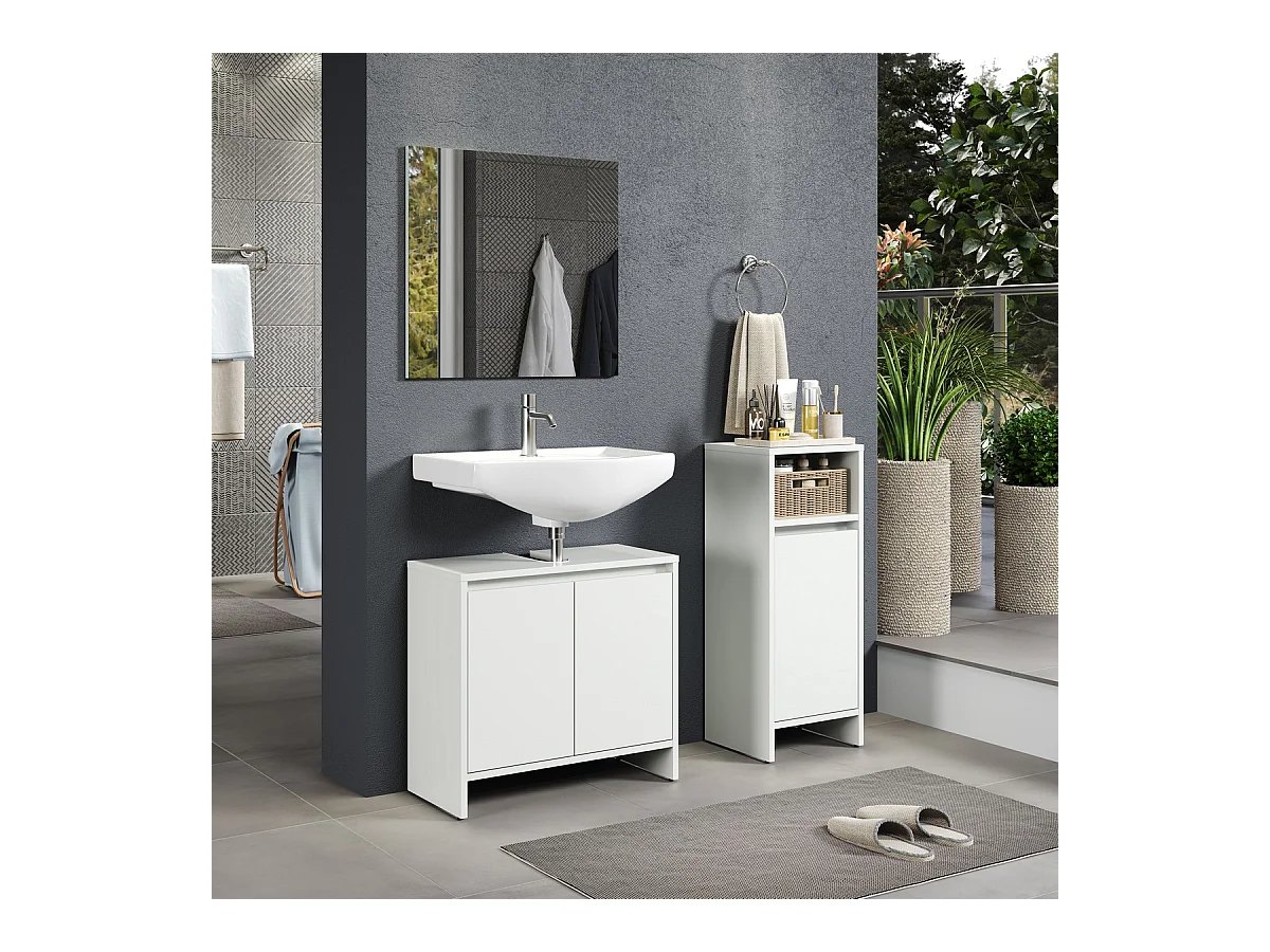 Meuble de Salle de Bain Basix, Blanc, 32x28x81 cm, Seven Design